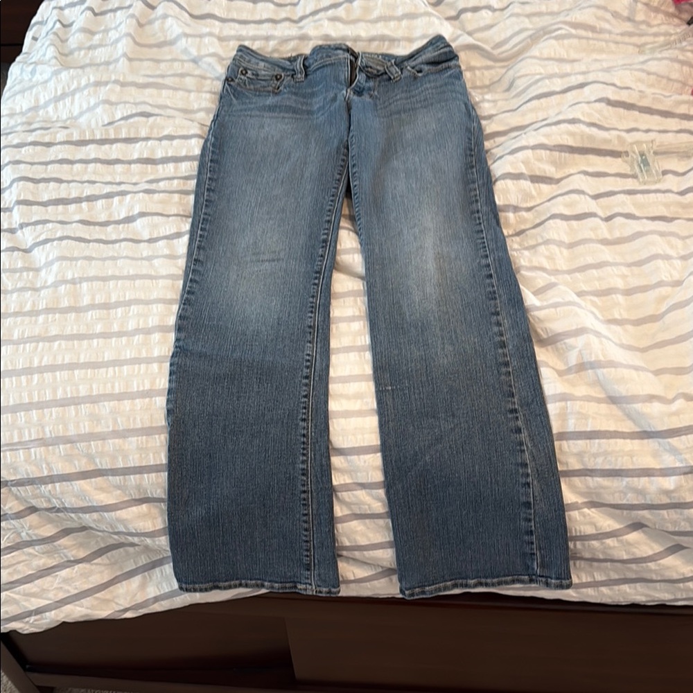 Classic Blue Straight Leg Jeans with Subtle Fading